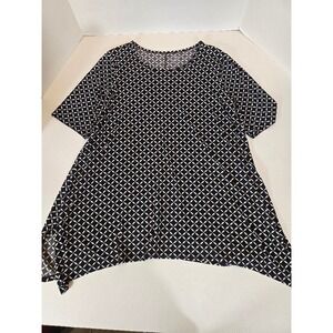 East 5th Women's XL Geometric Print Tunic Top Black White Blue